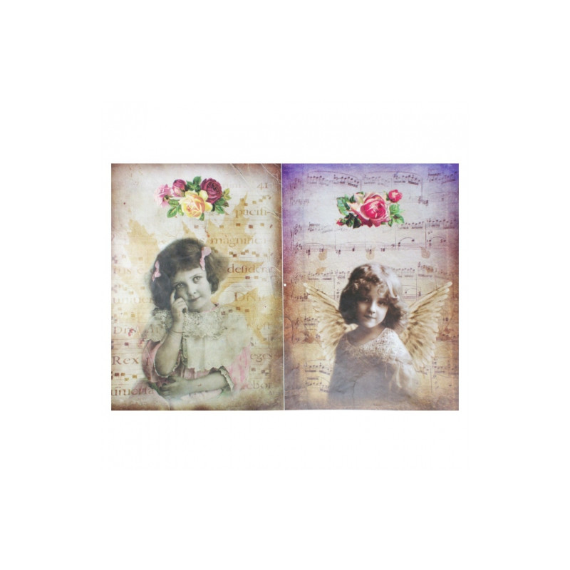 Papier do decoupage 35x50cm calambour DGE120 retro dziewczynka nuty -