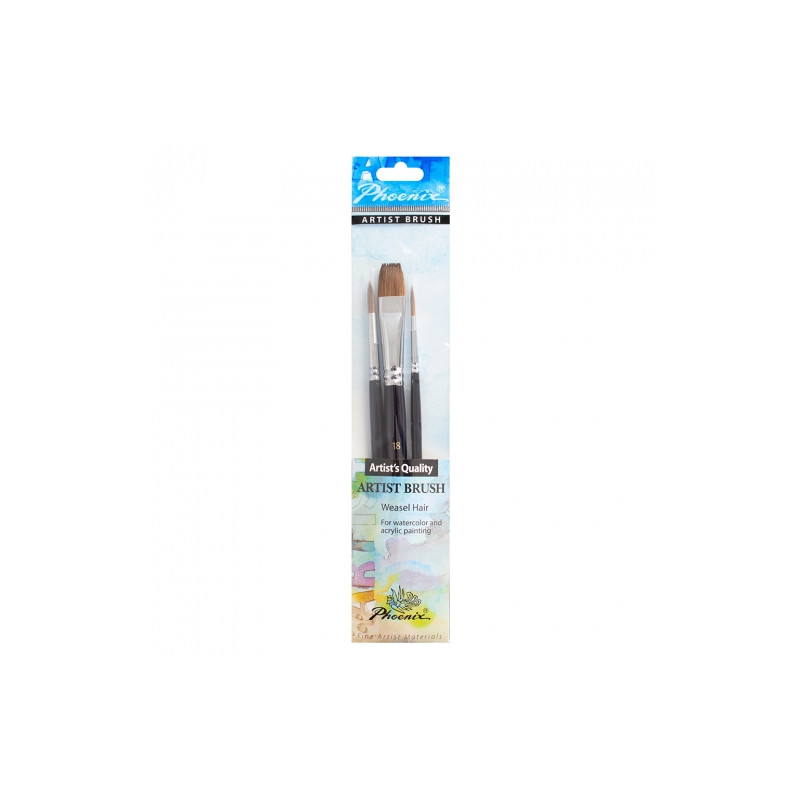 Phoenix set of 3 different natural short handle brushes