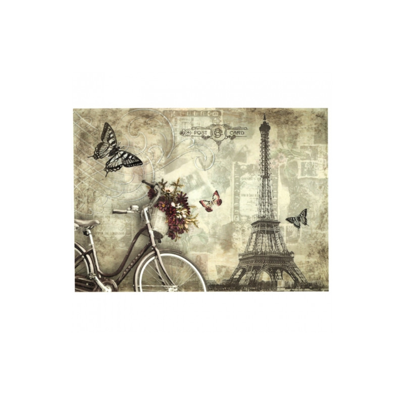 Papier do decoupage soft paryż rower motyl A4 ITD S271- sklep plastycz