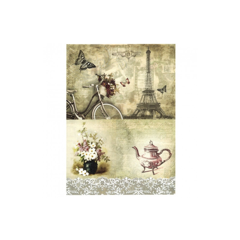 Decoupage paper soft vintage paris A4 ITD S274