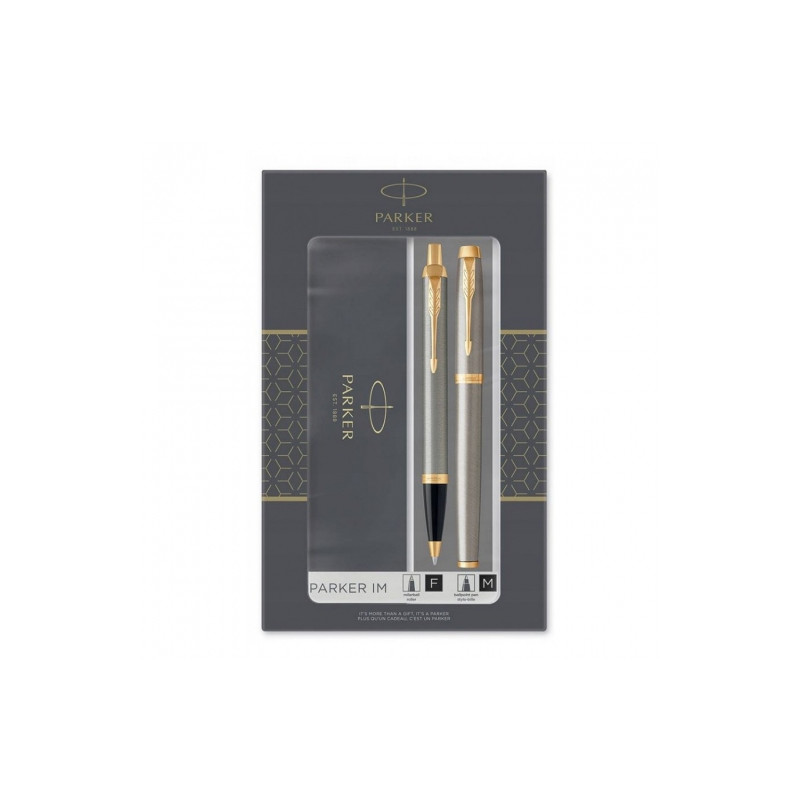 Parker IM brushed metal GT zestaw pióro kulkowe i długopis- sklep plas