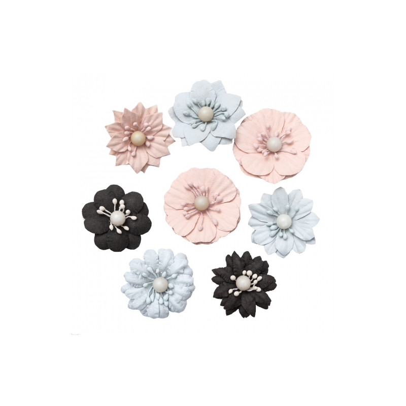 DP Craft paper flowers pastel and black 12pcs