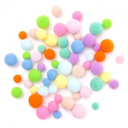 DP Craft pompony pluszowe mix raindbow 60szt- sklep plastyczny szał dl