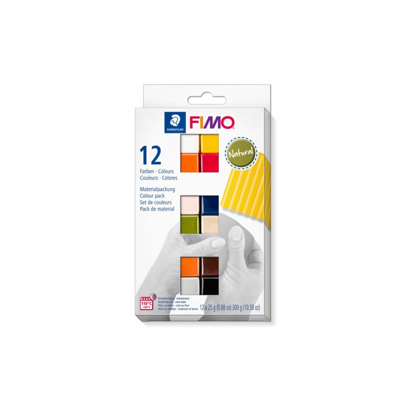 Fimo modelina zestaw natural 12 kostek x25g- sklep plastyczny szał dla