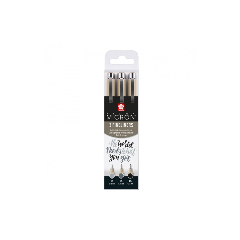 Sakura pigma micron black and grey zestaw 3szt- sklep plastyczny szał