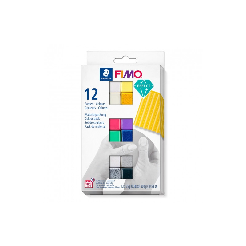 Fimo modelina zestaw effect 12 kostek x25g- sklep plastyczny szał dla
