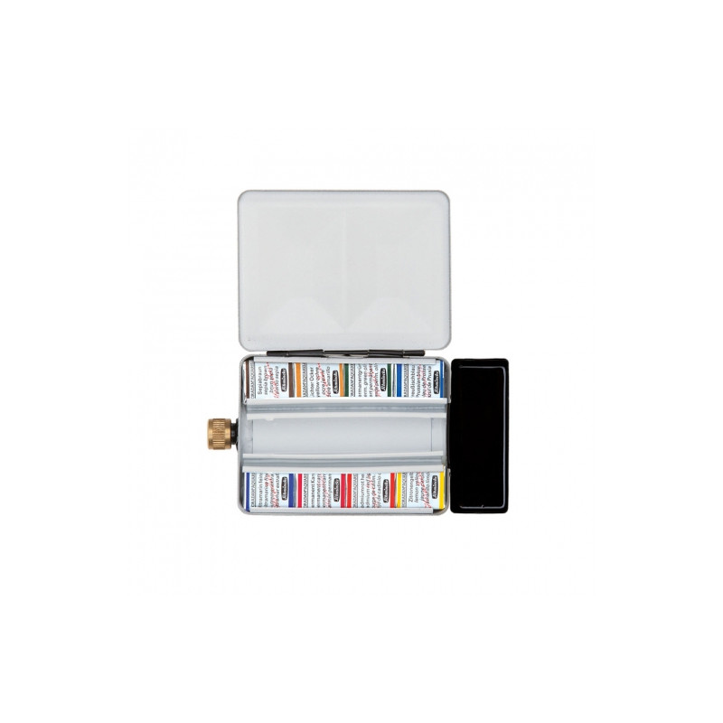 Schmincke horadam aquarell set of 8 half-pans metal box with water con