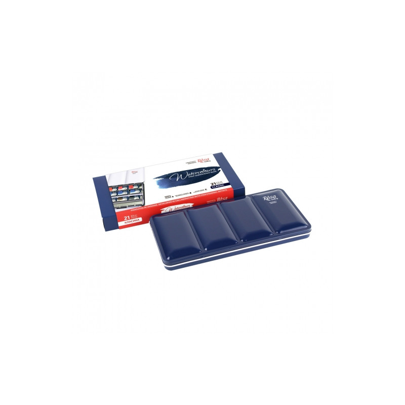 Rosa Gallery classic set of 21 watercolors in a metal cube box