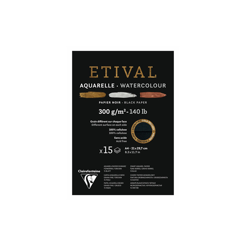 Blok Clairefontaine etival black 300g 15ark