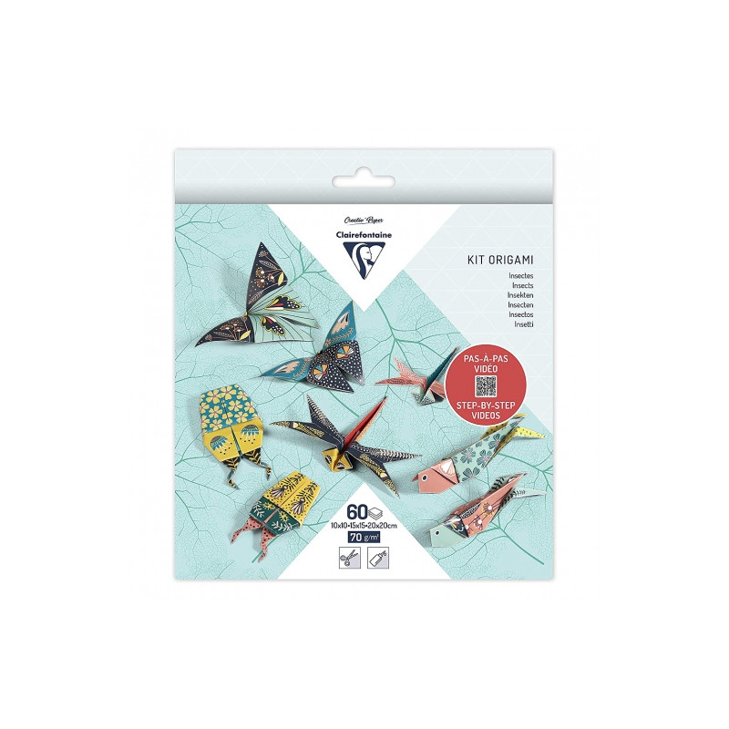 Clairefontaine origami insect decor 10x10cm, 15x15cm, 20x20cm 70g shee