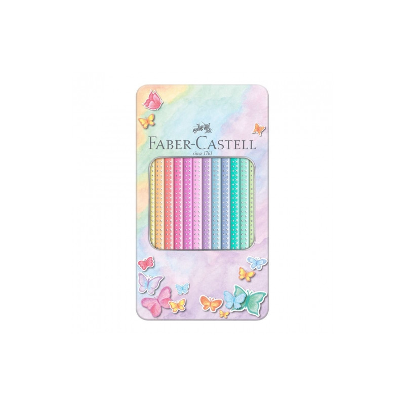 Faber-Castell crayons sparkle 12 pastel colors metal box