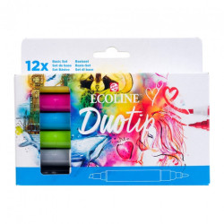 Talens ecoline duo tip basic set zestaw 12 pisaków - sklep plastyczny