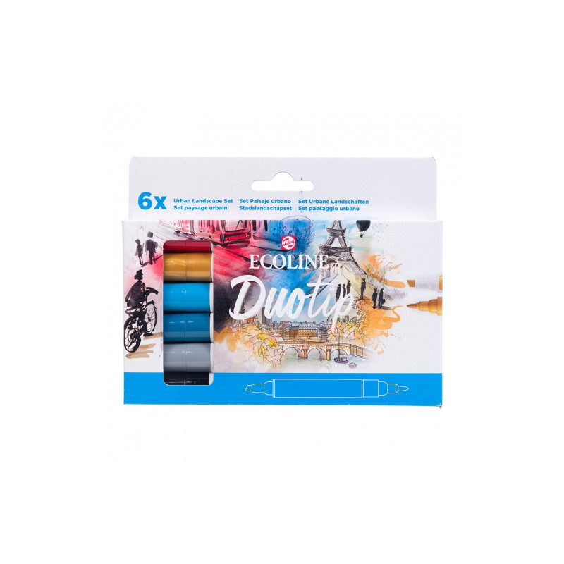 Talens ecoline duo tip urban landscape set of 6 markers
