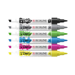 Talens ecoline duo tip basic set zestaw 6 pisaków - sklep plastyczny -