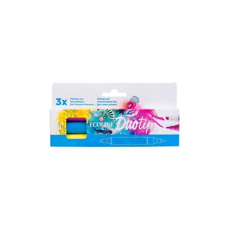 Talens ecoline duo tip primary set of 3 pens