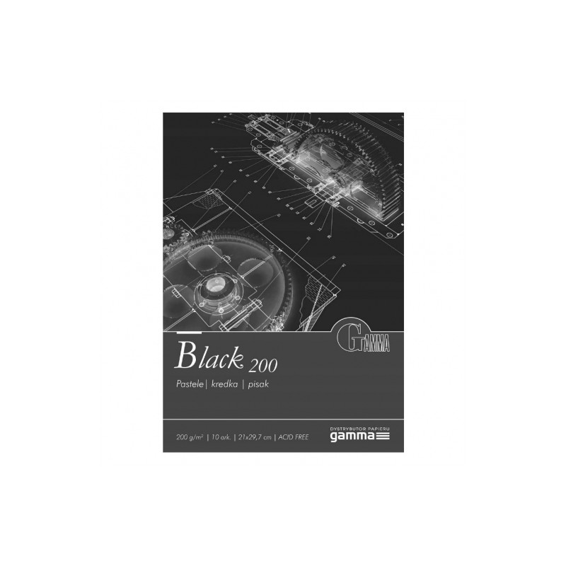 Blok Gamma black 200g 10ark - sklep plastyczny - szał dla plastyków