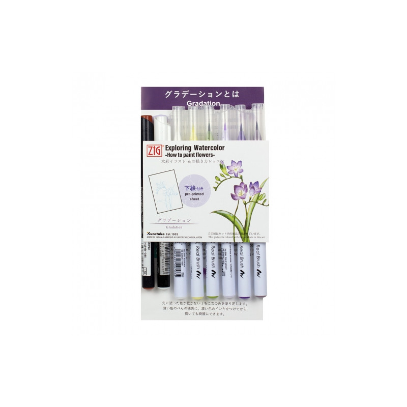 Kuretake zig exploring watercolor flowers gradation