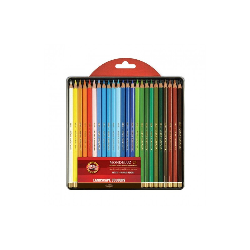 Koh-i-noor mondeluz set of 24 watercolor crayons in a metal box