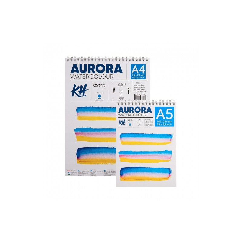 AURORA watercolour cold pressed blok drobnoziarnisty na spirali 300g 1