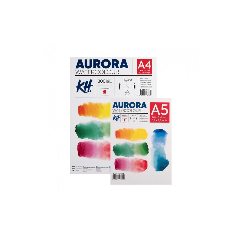 AURORA watercolour hot pressed blok gładki 300g 12ark - sklep plastycz