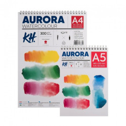 AURORA watercolor hot pressed smooth block on spiral 300g 12 sheets