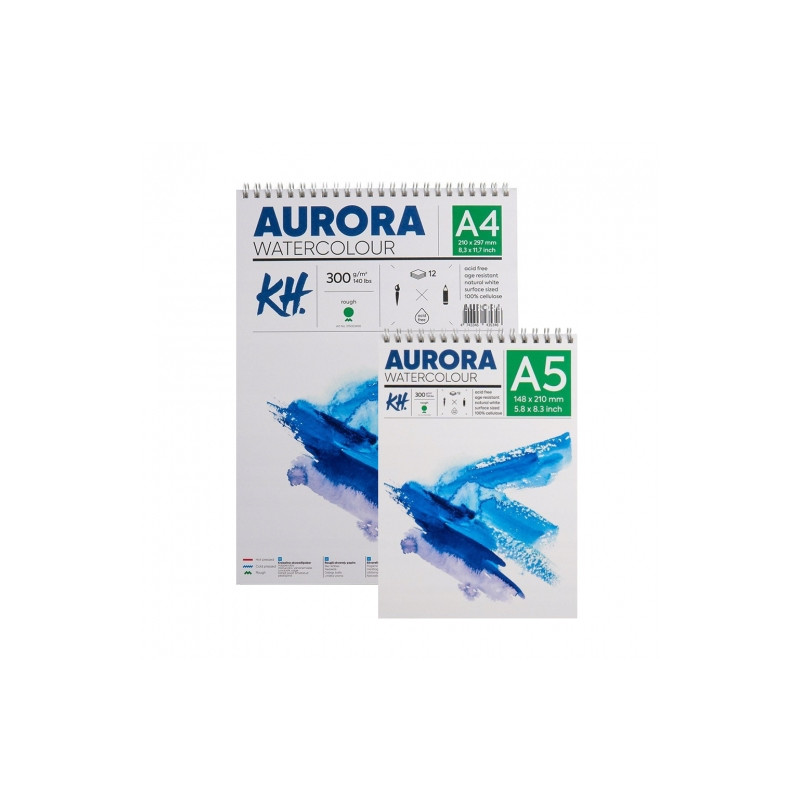 AURORA watercolour rough blok gruboziarnisty na spirali 300g 12ark - s