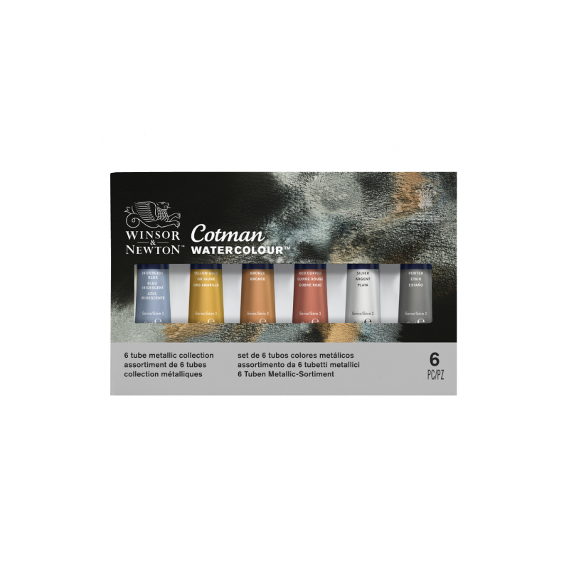 Winsor&Newton cotman zestaw akwareli metalicznych 6x8ml - sklep plasty