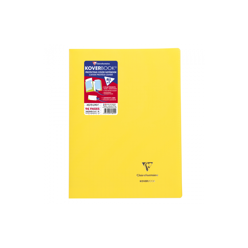 Clairefontaine koverbook zeszyt w kratkę z marginesem A4 90g 96 stron