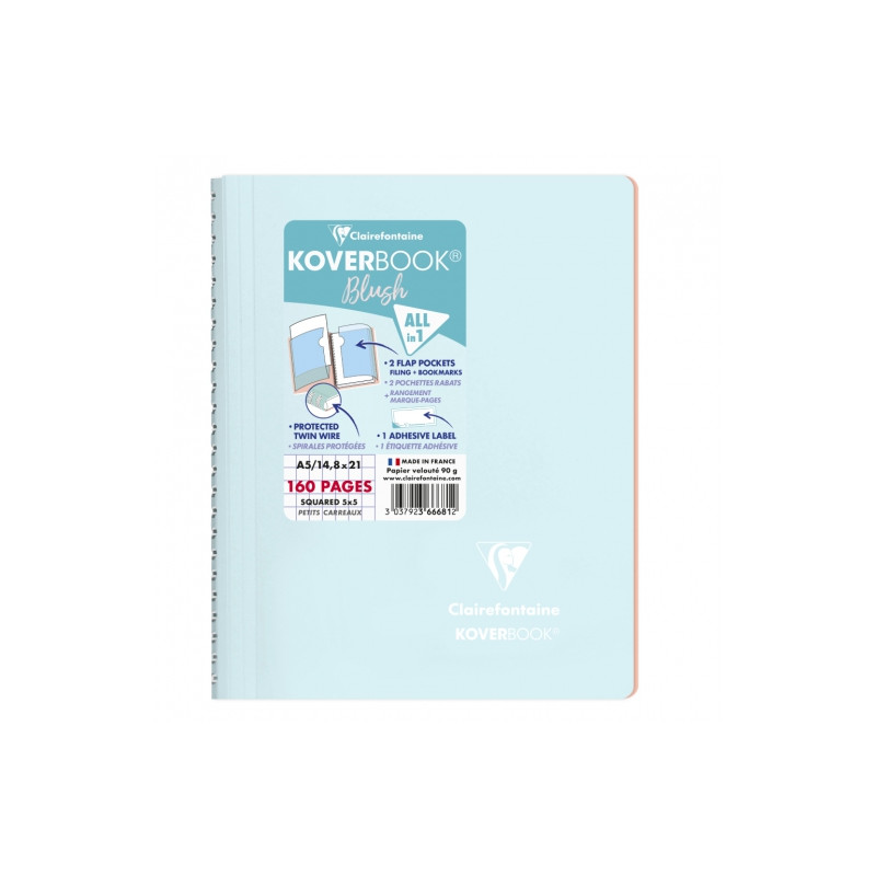 Clairefontaine koverbook blush squared notebook A5 on a spiral of 160
