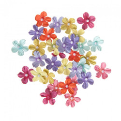 DpCraft kwiaty papierowe tęczowe z perełką 2cm 32szt - sklep plastyczn