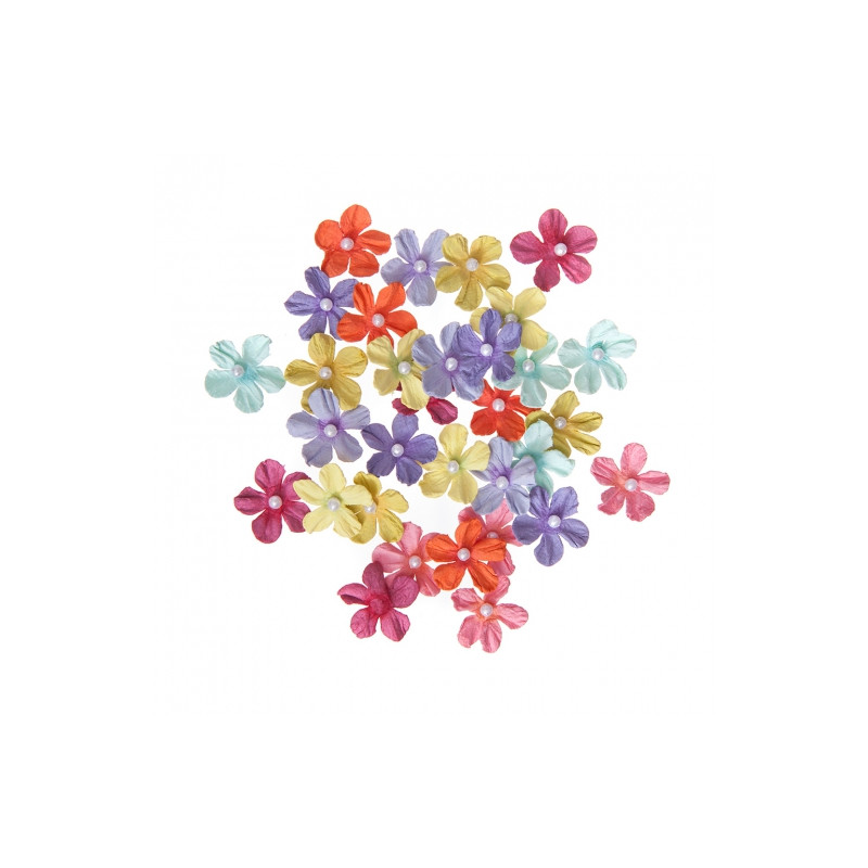 DpCraft paper flowers rainbow with pearl 2cm 32pcs