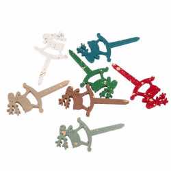 DpCraft wooden fawns on the peak multicolour gilded 7.7x4cm 7pcs