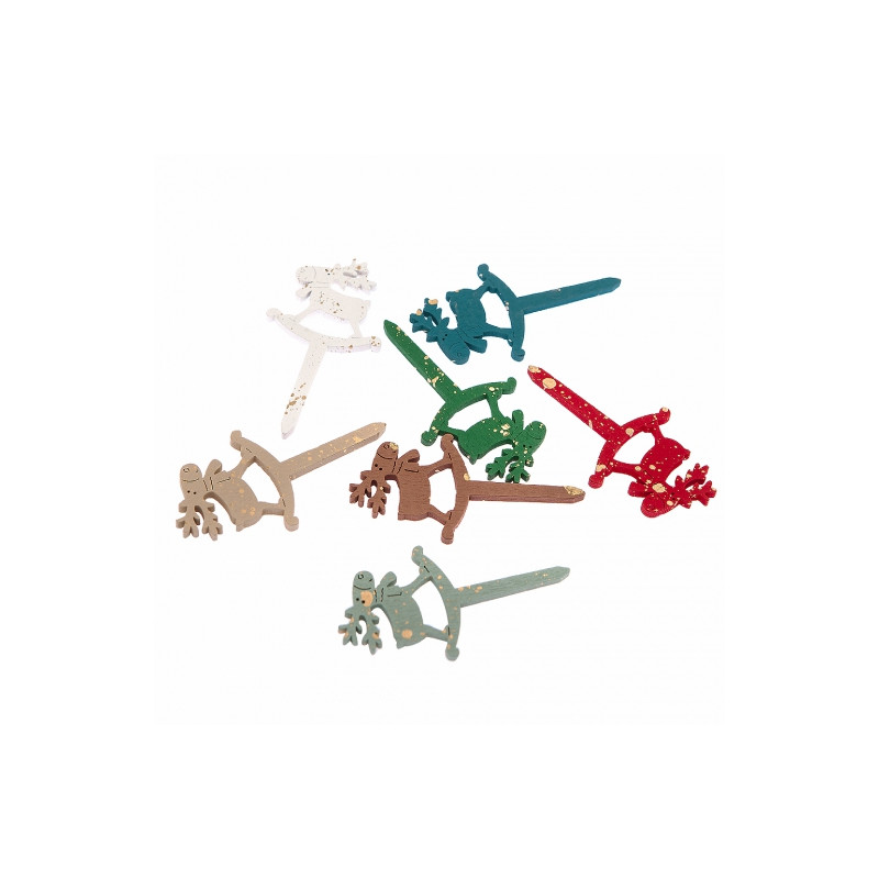 DpCraft jelonki drewniane na piku złocone 7,7x4cm 7szt - sklep plastyc