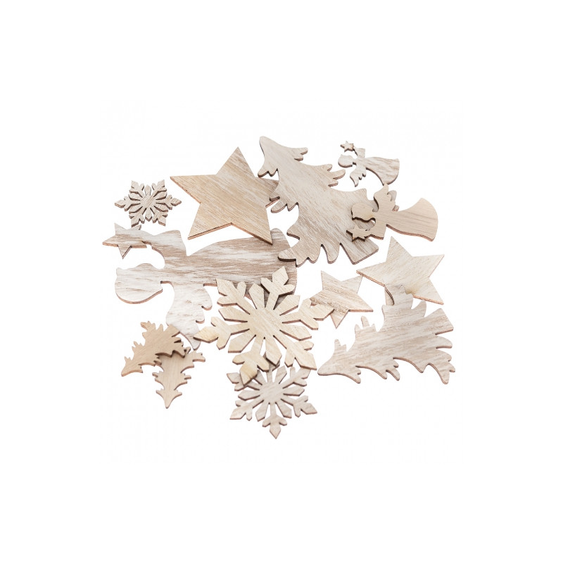 DpCraft Christmas wooden motifs bleached 12 pcs