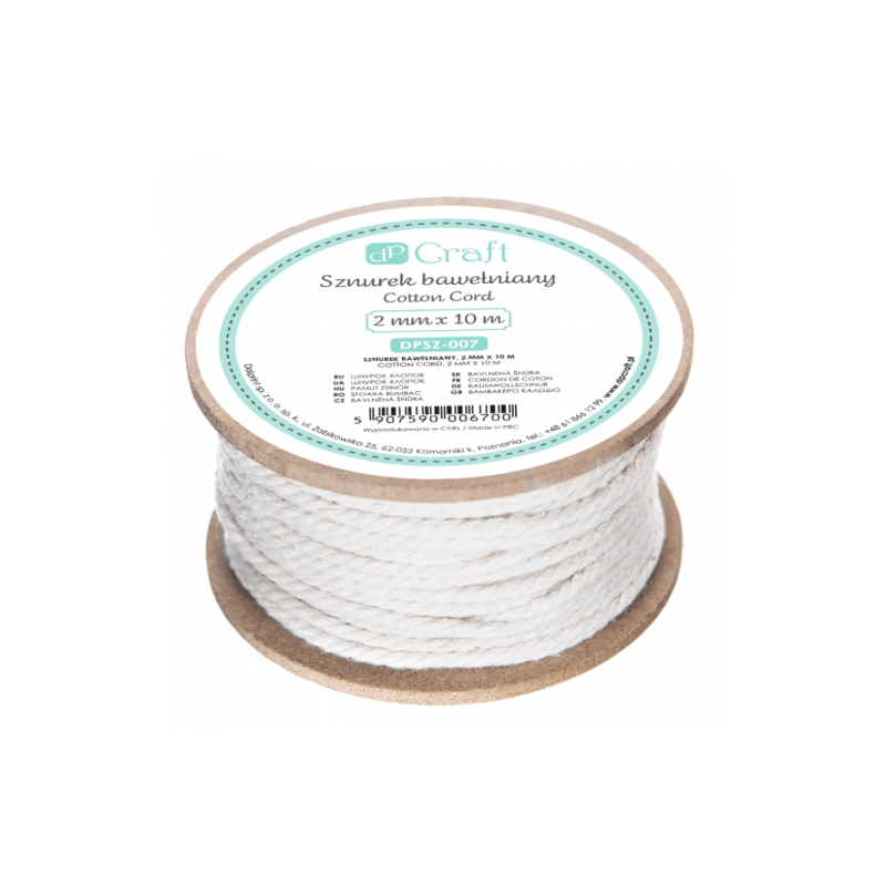 DpCraft, znurek bawełniany do makramy 2mm x 10m - sklep plastyczny - s
