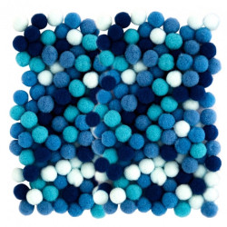 DpCraft pompony poliestrowe 1cm mix niebieski 120szt - sklep plastyczn