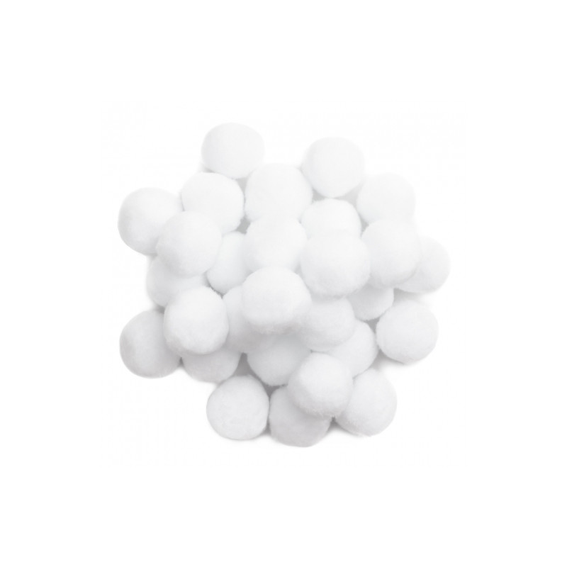 DpCraft pompony poliestrowe 5cm białe 30szt - sklep plastyczny - szał