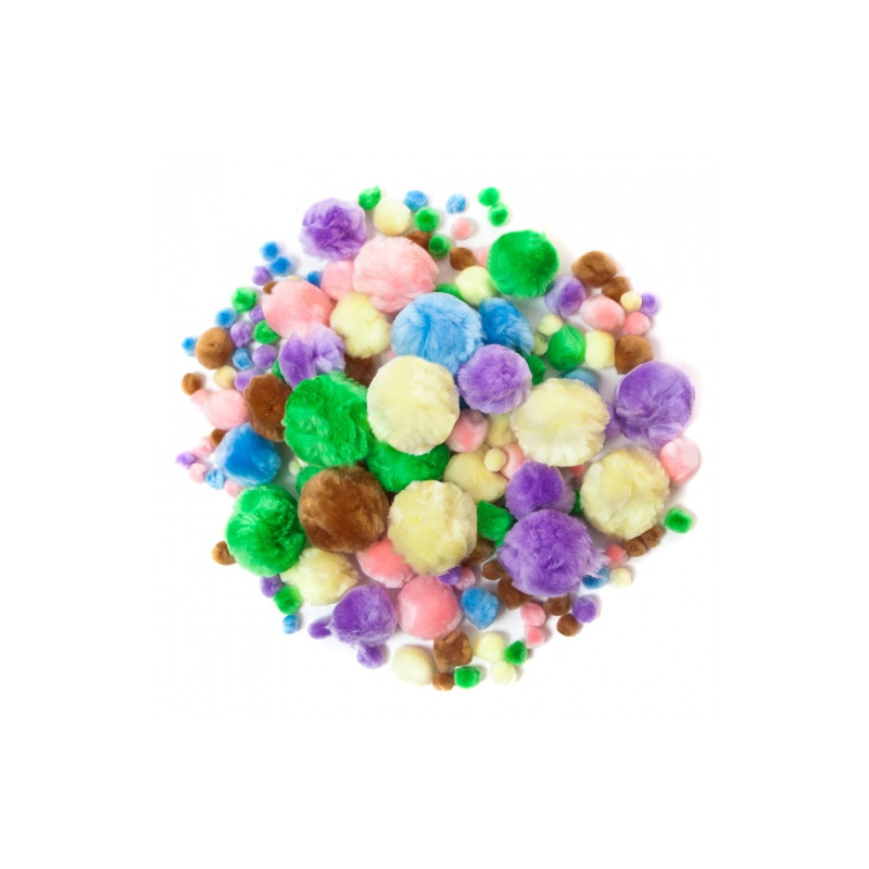 DpCraft pompony akrylowe mix pastelowe 156szt - sklep plastyczny - sza