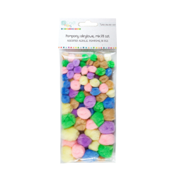 Pastel acrylic pompoms mix 78 pcs