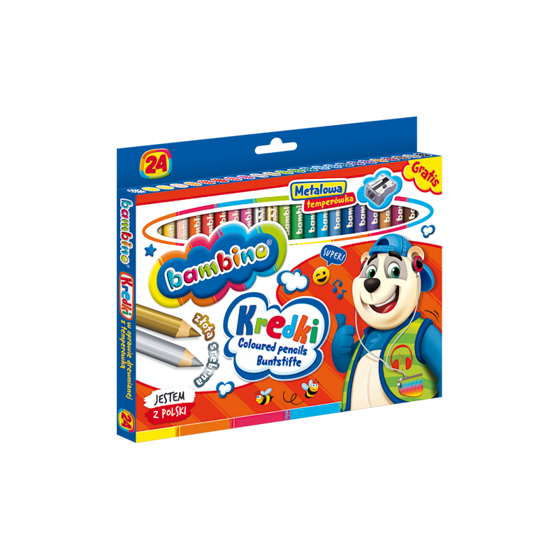 Bambino thick pencils with a sharpener 24 colors
