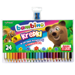 Bambino grube kredki ołówkowe z temperówką 24 kolory - sklep plastyczn