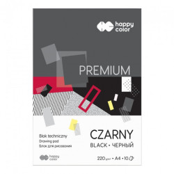 Happy Color blok techniczny premium czarny 220g 10ark - sklep plastycz