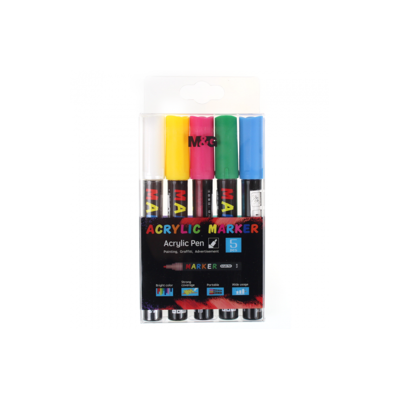 M&G set of acrylic markers 2 mm 5 pcs