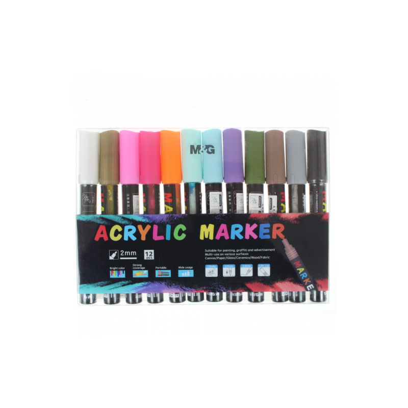 M&G set of acrylic markers 2 mm 12 pcs