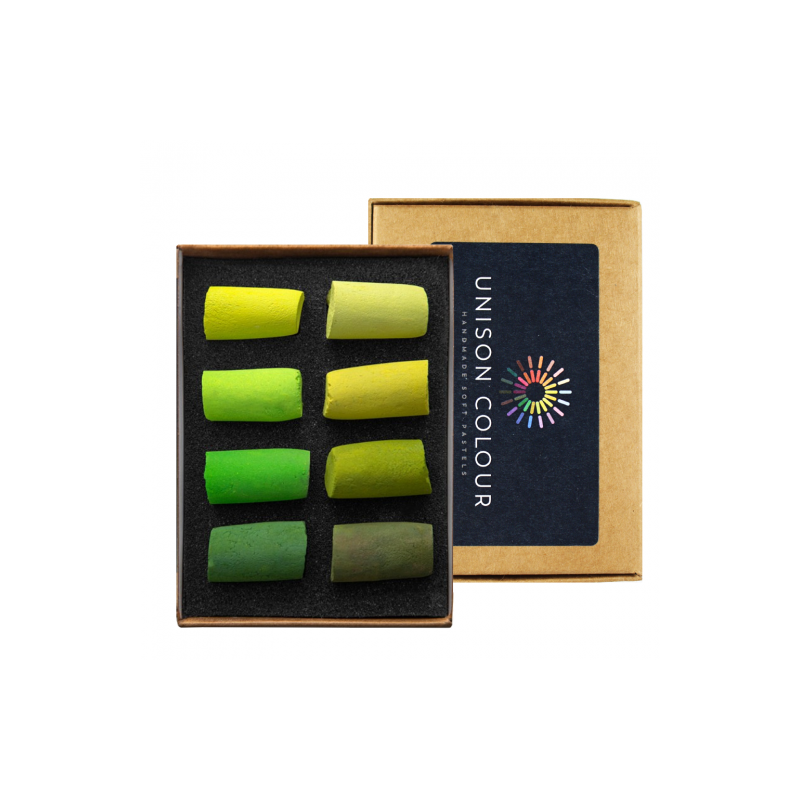 Unison Color green set of 8 dry semi-pastel sticks