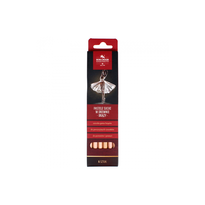 Koh-i-noor set of 6 dry pastels in a brown crayon