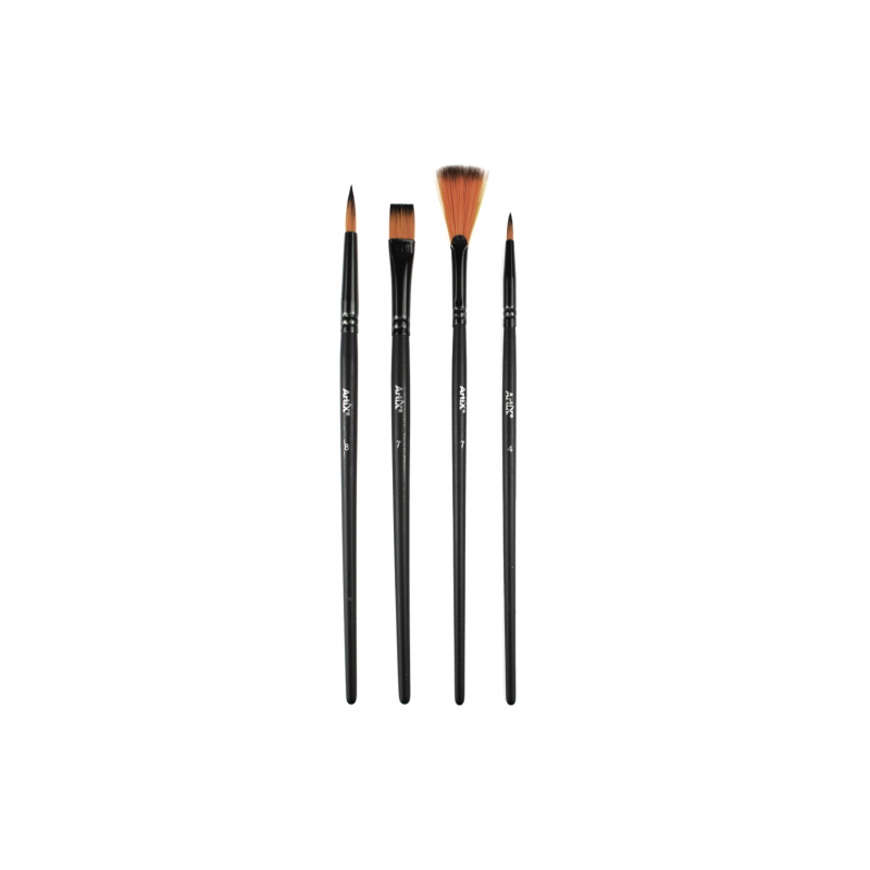 Artix set of 4 synthetic brushes flat, fan, 2x round