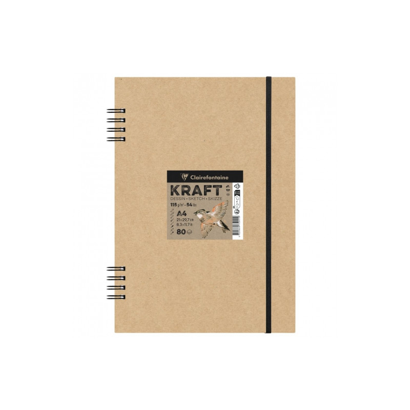Clairefontaine kraft block on spiral with eraser 80 sheets