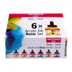 Talens amsterdam basic zestaw podstawowy tuszów akrylowych 6x30ml- skl