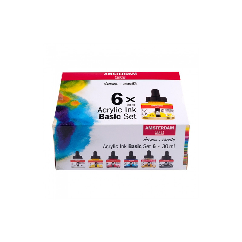 Talens amsterdam basic zestaw podstawowy tuszów akrylowych 6x30ml- skl